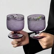 2个装优质紫色高脚杯，用途广泛，适用于各种饮料、酒类、派对，可机洗 - 紫色 - 查看 9