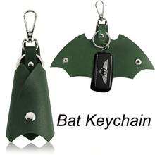 Genuine Leather Key Holder, Bat Keychain, Key Case, Faux Leather Key Pouch, Keychain, Wallet, Car Leather Key Organizer, Suitable For Various Keys, Protect Car And Motorcycle Keys - A - View 9