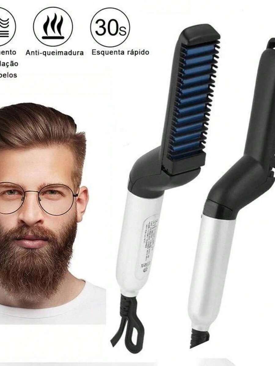 Portable Men's Hair And Beard Straightening Iron With Integrated Comb – Compact, Dual Voltage For Daily Use, Travel, And Convenient Touch-Ups - dao cạo an toàn - Xem 1