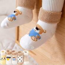 5双装婴儿卡通舒适柔软加厚保暖袜，秋冬季 - 彩色 - 查看 1