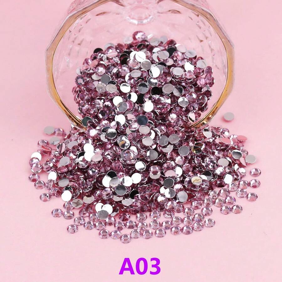 5mm500入組/袋圓形樹脂水鑽平底後塑膠膠水水晶指甲寶石水鑽閃閃發光適用於美甲,服裝連衣裙,工藝,杯子,包裝飾用品珠子配件