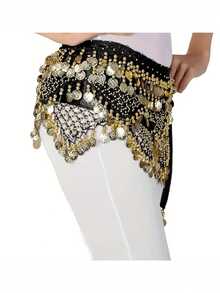 Jednoczęściowa spódnica do tańca brzucha, spódnica z chustą na biodra, akcesoria do kostiumów karnawałowych dla kobiet, spódnica na imprezę - Wielokolorowe - Zobacz 6