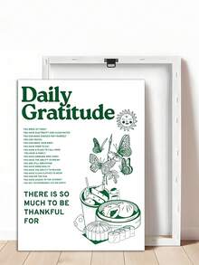 1幅复古绿色励志感恩每日海报，房间装饰美学可爱向日葵蝴蝶食物帆布墙画复古墙饰，适用于厨房、餐厅、家居装饰，无框，生日、毕业礼物。 - A - 查看 10