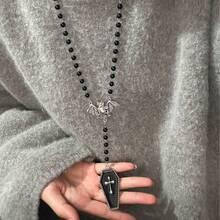 1 件耶稣升天日黑色串珠十字星空心项链，多色树脂金属材质哥特式串珠链，轻巧时尚配饰，适合女士、男士、派对、日常穿着、学校、旅行 - 彩色 - 查看 9