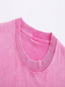 Disney Minnie Mouse Cute Poses Grid Graphic Washed T-Shirt, Retro Minnie Mouse Oversized Tee For Women - 粉色 - 查看 3