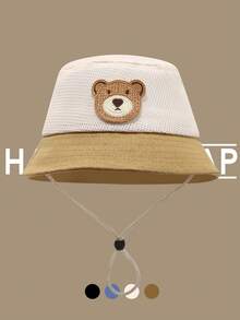 1顶婴儿熊图案渔夫帽，夏季防晒帽，透气网眼设计，适合幼儿 - 彩色 - 查看 6
