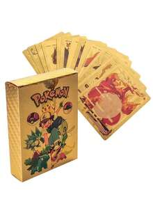 pokemon 55张宝可梦卡牌套装，英文动漫卡牌，盲盒桌面游戏，随机不重复卡牌 - 彩色 - 查看 13