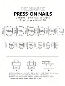 24pcs Oval Heart-Shaped French Manicure Nail Stickers Set, Perfect Fit For Acrylic Fake Nails, Includes 1pc Jelly Gel And 1pc Nail File, Suitable For Women And Girls For Daily Work, Study And Party Use - 彩色 - 查看 10