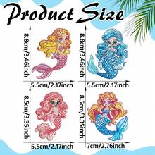 2/4pcs Mermaid Embroidery Patch Applique For Clothing, Bags, DIY Self-Adhesive Embroidered Patch - Multicolor - View 2