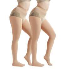 高腰无缝裸色舒适女士连裤袜，大码透明塑形紧身裤，性感肤色丝袜，适合派对和日常穿着 - 彩色 - 查看 15