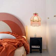 Modern Minimalist Solid Pink Princess Tassel Pendant Light, Warm & Romantic Bedroom Chandelier, Creative Dining Room Pendant Lamp - Pink - View 9