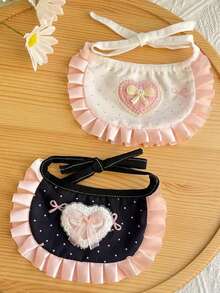 2026春季宠物围兜，洛丽塔风格，猫咪围巾，小狗围兜，可爱心形蕾丝围巾，布偶猫和泰迪熊 - 彩色 - 查看 4