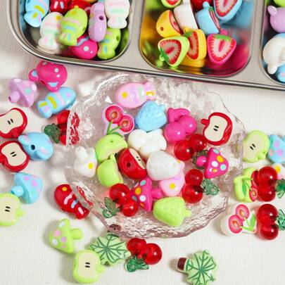 10/20颗丙烯颜料混色随机珠子，可用于DIY发饰、项链、手机链、包包挂饰、钥匙扣等，散珠材料