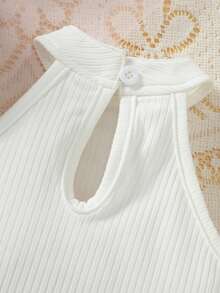 3pcs Baby Girl Casual Daily Fashion Sweet Cute White Knitted Vertical Stripe Sleeveless Round Neck Cherry Embroidery Cardigan Top, Red Plaid Double Layer Cake Skort, And Bow Headband Set, Summer - Red - View 10