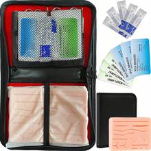 Kit de Práctica de SuTura,3 Capas Almohadilla de Práctica de SuTura,Alfombrilla de práctica de silicona reutilizable,para ser Utilizado por los Estudiantes Entrenamiento y Práctica - Rosa Pálido - Ver 1