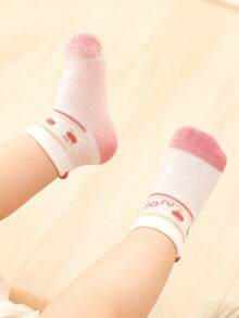 4双装可爱卡通婴儿袜，可爱舒适的女童袜，柔软舒适的儿童袜，适合日常穿着、幼儿园、学校和玩耍。礼品 - 彩色 - 查看 4