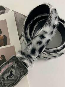 Y2K千禧年辣妹毛绒豹纹腰带，小众复古涩谷亚文化腰带，百搭个性配饰 - 彩色 - 查看 4