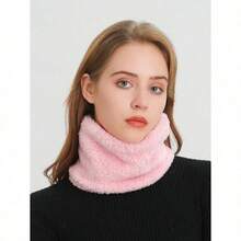 1pc Women Snood Elegant Warm Thick Style Ring Neck Scarf/Muffler Soft And Skin Friendly, Unisex Outdoor Cycling And Skiing Casual Warm Face Mask Windproof And Cold Proof, Winter Solid Color Plush Warm Neck Gaiter, For Daily Wear And Outing Riding Balaclava Mask - 彩色 - 查看 5