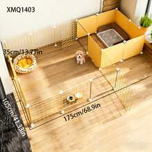 Pet Fence, Dog Isolation Free Combination Indoor Small Dog Kennel With Toilet Area, Home Use Dog Cage - Multicolor - View 3
