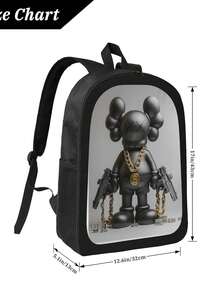 Kawss Kawaii Kaw  Anime Cartoon Men&AposLarge Capacity Backpack With Adjustable Shoulder Straps For Convenient Design, Waterproof And Scratch Resistant, Travel, And Commuting Backpacks - màu đen - Xem 5