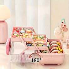 Hộp đựng đồ kiểu hoạt hình dễ thương, thích hợp để đựng kẹp tóc, phụ kiện tóc và mỹ phẩm - Hộp đựng trang sức trong suốt dung tích lớn, thích hợp cho du lịch, chuẩn bị đồ dùng học tập, quà Giáng sinh, đồ dùng cần thiết cho Lễ Tạ ơn, sắp xếp đồ dùng năm mới và quà bất ngờ ngày Valentine - Giải pháp lưu trữ thời trang và lựa chọn lý tưởng cho việc sắp xếp nhà cửa. - Nhiều màu - Xem 3