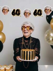 7pcs Custom Face Photo Banner,Happy Birthday Banner, Customize Photo And Text,Personalized 30th, 40th, 50th, 60th Birthday Gift For Him,Couple Gift,Unforgettable Gratitude Gift For Celebrating Special Days - متعدد الألوان - مشاهدة 5