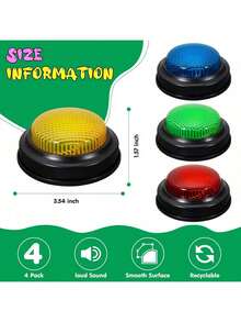 1 Set Of 4pcs Children's Buzzer Game Learning Resources, Suitable For Family Games, Competitions, Q&A With Light And Sound Effects Toy Gift (Some Accessory Colors Random)