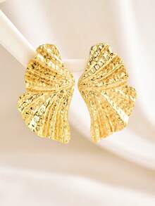 一对独特简约的银杏叶设计耳环，百搭日常佩戴，适合女性 - 金色 - 查看 3