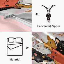 Bộ 3 món (1 vỏ chăn + 2 vỏ gối, không kèm ruột chăn), bộ chăn ga gối in hình mèo dễ thương, mềm mại và thân thiện với da, phù hợp cho mọi mùa. Có nhiều kích cỡ, bao gồm cả cỡ lớn, phù hợp cho trẻ em, thanh thiếu niên và người lớn. Có khóa kéo, có thể giặt máy, tuyệt vời để trang trí khách sạn, phòng ngủ, phòng ký túc xá, cũng là một món quà tuyệt vời. - 6559+SJT+M - Xem 10