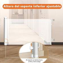 CYPuerta De  - 180 * 86CM Puerta para Perros RetráctilPuerta De  para Niños Adecuada a Escaleras Cocina Puerta Pasillo Puerta de  para Bebé Taladrado o Autoadhesivo - Blanco - Ver 2