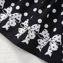Mommbabay Summer Girls Bowknot Strap Dress, Baby Girl Cute Sleeveless Polka Dot Print Sundress With Hat - Black - View 6
