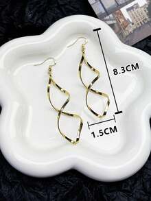 Spiral Drop Earrings - Gold - View 6