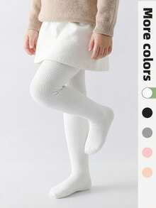 1条纯色简约款儿童连裤袜，适合搭配裙子外出穿着。女童连裤袜，儿童连裤袜，条纹和纯色打底裤。 - 彩色 - 查看 3