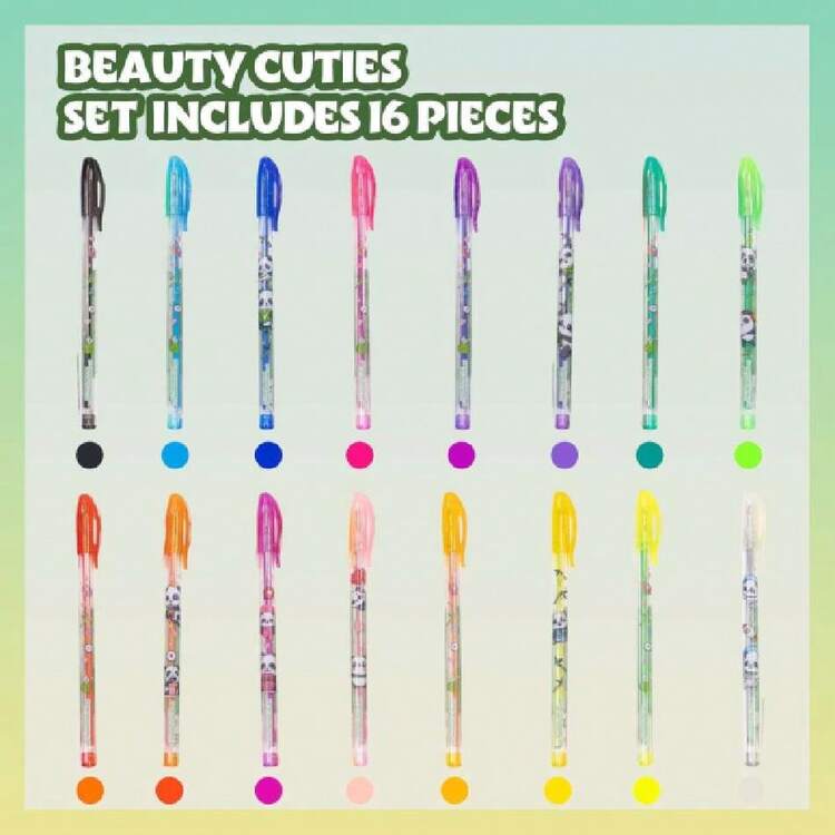 Panda set de 16 bolígrafos de con diamantina para arte corporal, colores brillantes y purpurina, para edades de 3 años de ,40844153 - verde menta - Añade 2