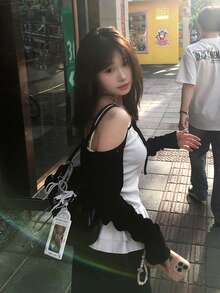 Drawstring Layered Chiffon Sleeveless Cover Up For Women, Summer - Black - View 4