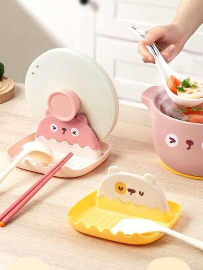 1pc Pot Lid Holder And Spoon Rest For Kitchen Counter - Cooking Utensils Rack For Spoons, Ladles, Tongs, Forks - Kitchen Accessories