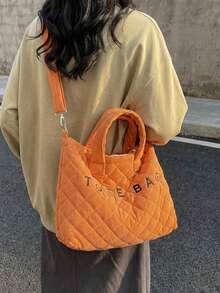2026 New Stylish Straw Bucket Bag Women, Large Capacity Woven Shoulder Tote Bag, Casual Vacation Handbag - Orange - View 4