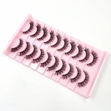 10 Pairs Value Pack Transparent Band 5D Faux Mink Lashes Fluffy Natural Crisscross Thick Lashes - Black - View 4