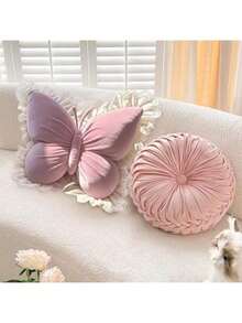 Elegant Butterfly Shaped Throw Pillow - Soft Lumbar Cushion, Delicate Design Suitable For Bedroom, Living Room Or Office Decor, Hand Wash Only | Floral Pattern | Durable Fabric With Butterfly Decor