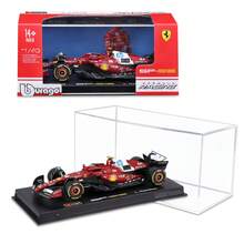 Burago 1:43 Skala Ferrari SF25 #44 Lewis Hamilton 2025 F1 Race Car Röd legeringsmodellbil, Med utställningsfodral, Detaljerad replika av F1 Mercedes-modell, Inkluderar bas, Officiellt auktoriserad - Deluxe-utgåva-SF25#44 - Visa 2