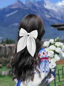 10个装缎面蝴蝶结发夹，长尾丝带蝴蝶结发夹，法式发卡，优雅美发配饰，芭蕾舞风格丝滑蝴蝶结，适合日常、婚礼、派对等场合（黑色、白色、红色、棕色、卡其色） - 彩色 - 查看 6