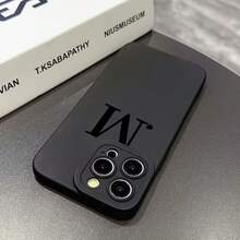 1pc Cute Heart & Letter M Personalized Phone Case, Compatible With IPhone 16 Pro Max, 17/16/15/14 Plus, 13/12/11, Air, Series - Multicolor - View 3