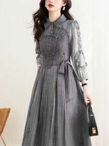 Women Midi Dresses - Grey - View 5