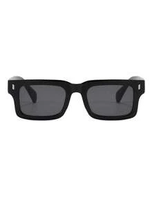 1 Pair Men's Personalized Square Frame Rivet Retro Vacation Street Style Fashion Fashion Glasses - Glossy Black - View 2