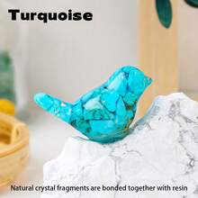 1件天然水晶树脂鸟摆件，室内外家居装饰雕像，圣诞节万圣节礼物，口袋大小的水晶动物饰品，圣诞节和万圣节礼物，经典鸟类雕像，可作为天然石材装饰摆件 - 滴膠小鳥 - 查看 15