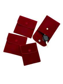 2-In-1 Burgundy Velvet Jewelry Pouch, Suitable For Weddings, Wallets, Jewelry, Rings, Etc. Can Also Be Used As An Anti-Oxidation Bag. Luxury Velvet Jewelry Storage Bag For Women - Portable Travel Design, Anti-Rust Ring Storage, Perfect Gift For Birthday, Mother's Day And Valentine's Day. Jewelry Bag, Soft Drawstring Storage Bag For Necklaces, Rings, Etc.,Travel Essential - Burgundy - View 4