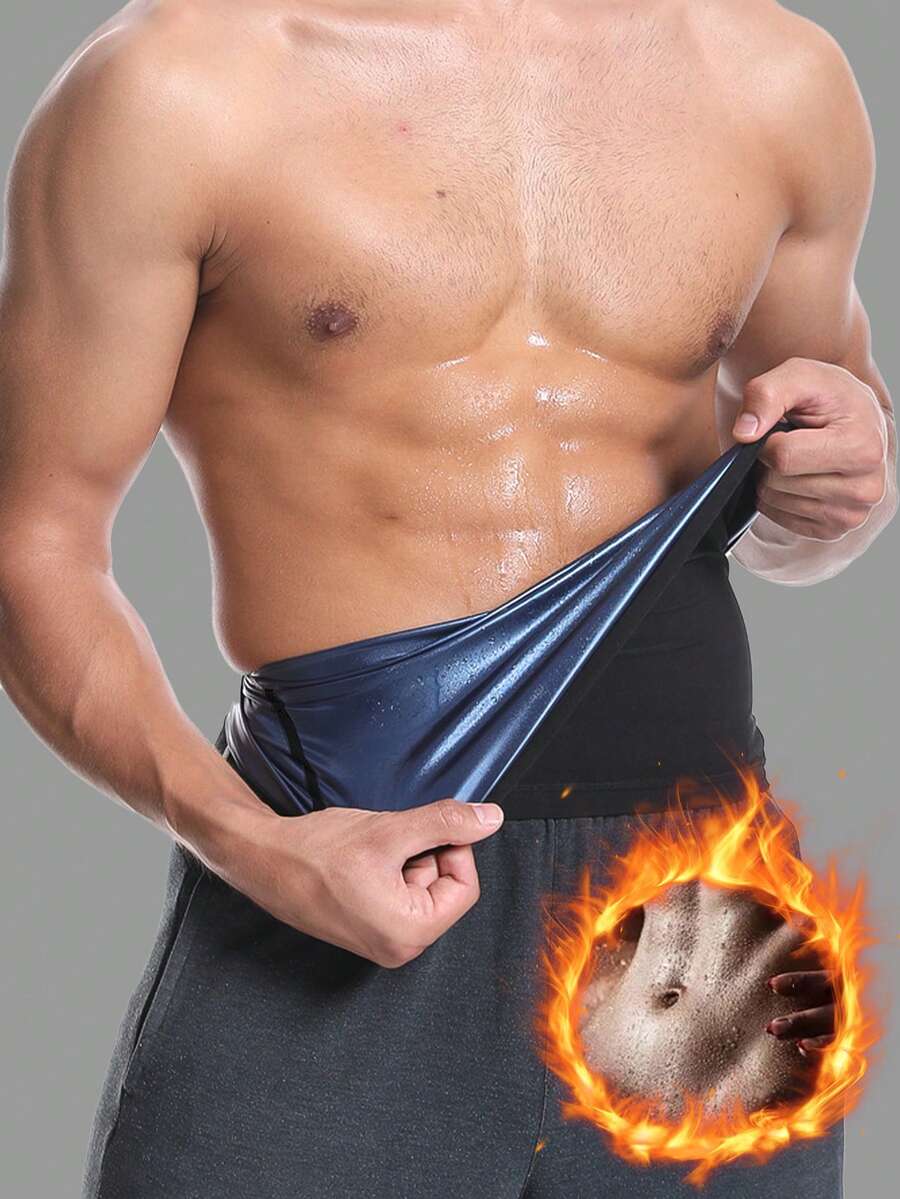 1件男士运动塑形排汗腰带，欧美桑拿排汗健身塑形服，排汗收腹服，燃脂收腹健身排汗背心，跑步运动服，塑形服，腹部支撑带，腰部塑形服，男士腹部紧致 - 黑色 - 查看 1