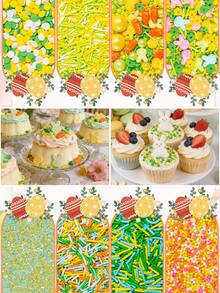 Spring Cake Decorations, Green And Yellow Beads And Small Balls, Easter Bunny Shapes, Orange Carrots, Easter Baking Accessories, Cupcake Decorations, Cookie Dough Ice Cream Dessert Decorations, Wedding, Birthday, Saint Patrick's Day, Easter Party Supplies. - Multicolor - View 2