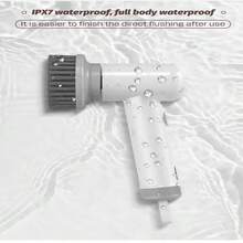 DONASIRA Nova escova de limpeza elétrica silenciosa e potente, ideal para cozinha e banheiro. Escova multifuncional sem fio, recarregável, com 2 velocidades ajustáveis, à prova d'água IPX7, com cabeças de escova intercambiáveis para diferentes tipos de sujeira, alça integrada para facilitar o armazenamento, bateria de lítio de longa duração, portátil e leve. Perfeita para lavar louça, carros, sapatos e pisos. Ideal para limpeza doméstica. Novidade para o inverno. - Branco - Ver 5