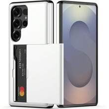 Ốp lưng điện thoại có khe đựng thẻ và ví, tương thích với Galaxy S23 S22 S21 S20 S24 S25 FE S24 Ultra Plus A55 A56 A36 A16 A17, chống sốc và chống rơi vỡ. - trắng - Xem 2